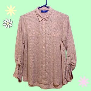 Apt. 9 Pink Polka Dotted Long Sleeved Blouse Size Small